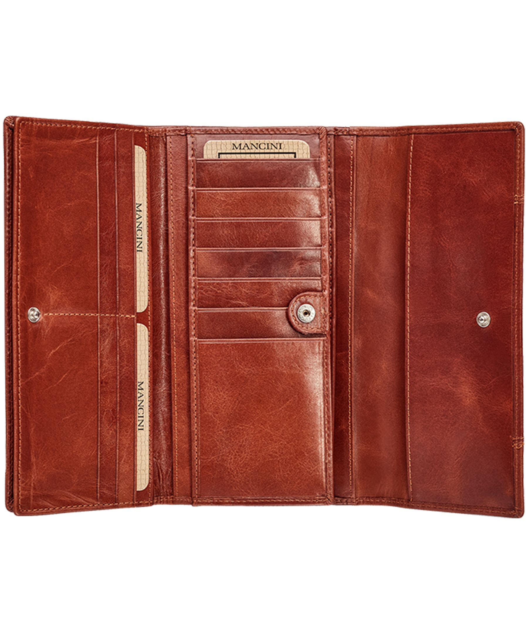 Casablanca Portefeuille Rfid A Trois Volets Pour Dames Cognac, Mancini Leather Goods