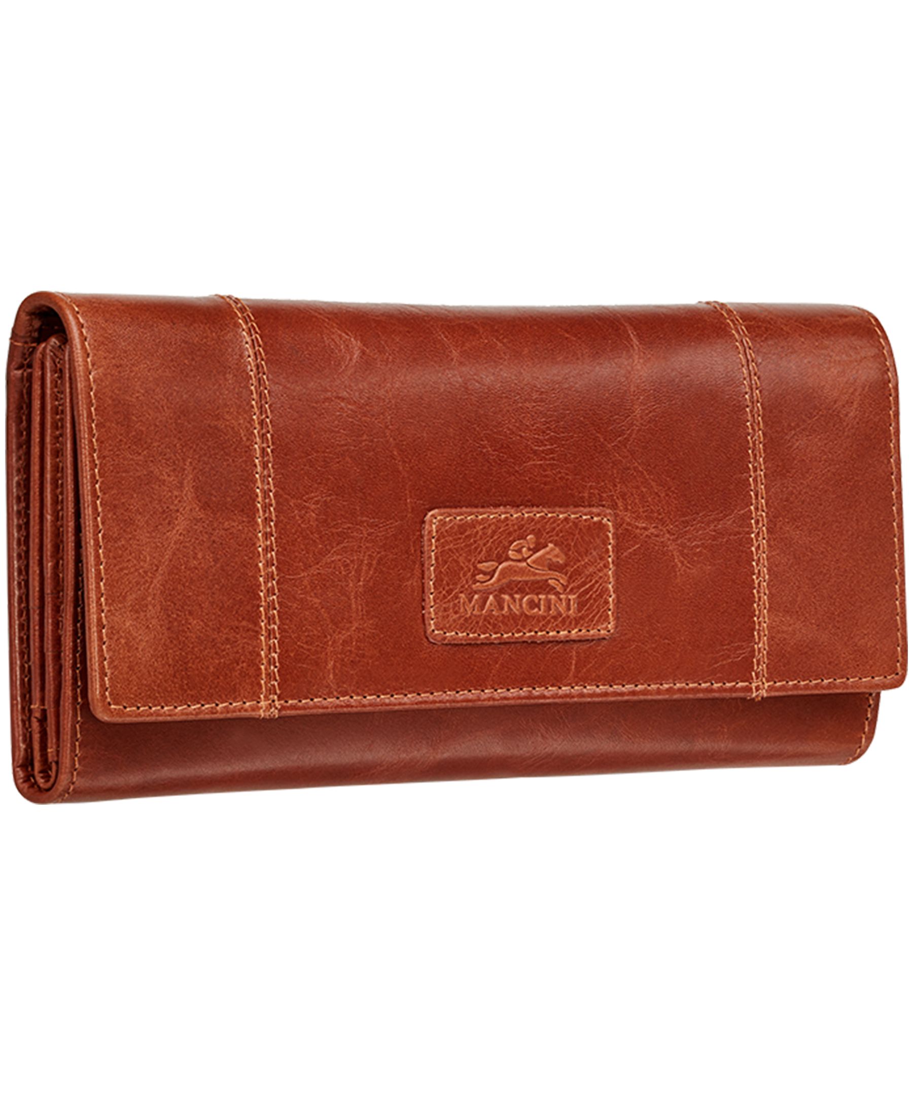 Casablanca Portefeuille Rfid A Trois Volets Pour Dames Cognac, Mancini Leather Goods