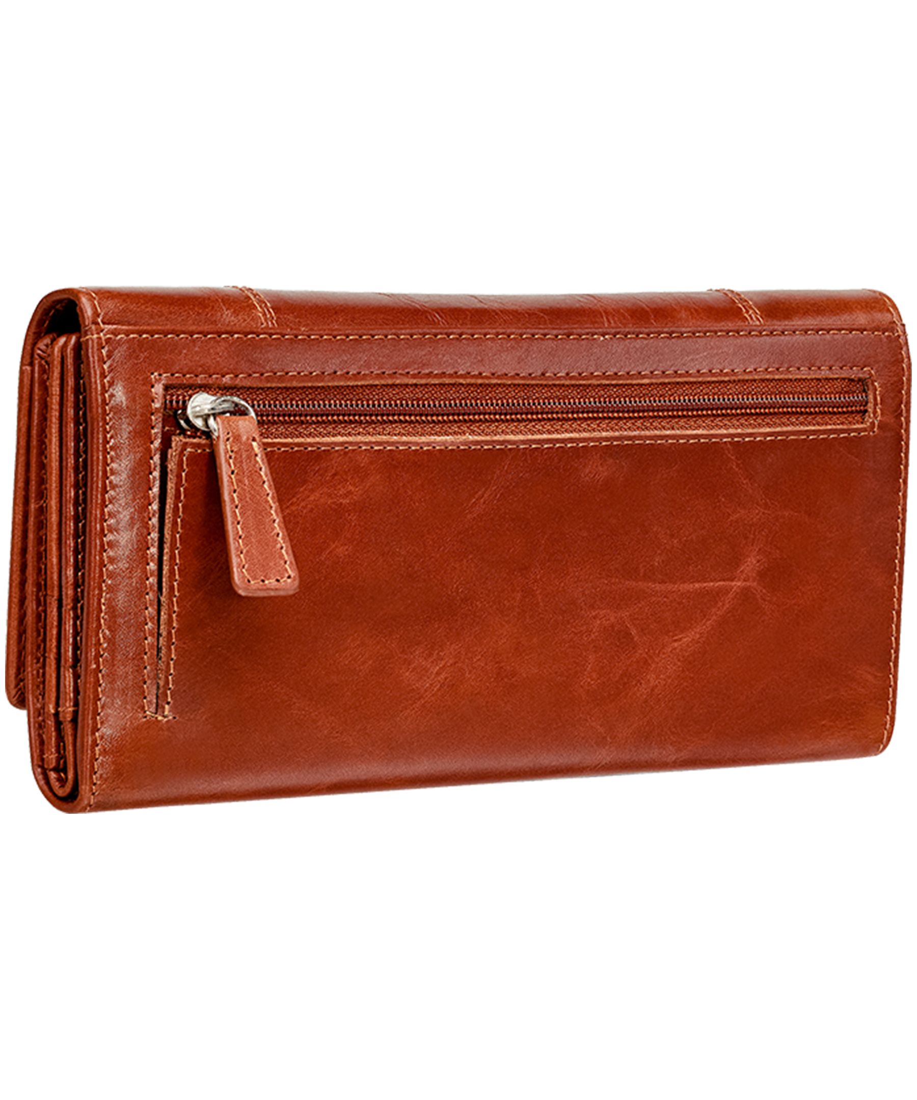Casablanca Portefeuille Rfid A Trois Volets Pour Dames Cognac, Mancini Leather Goods