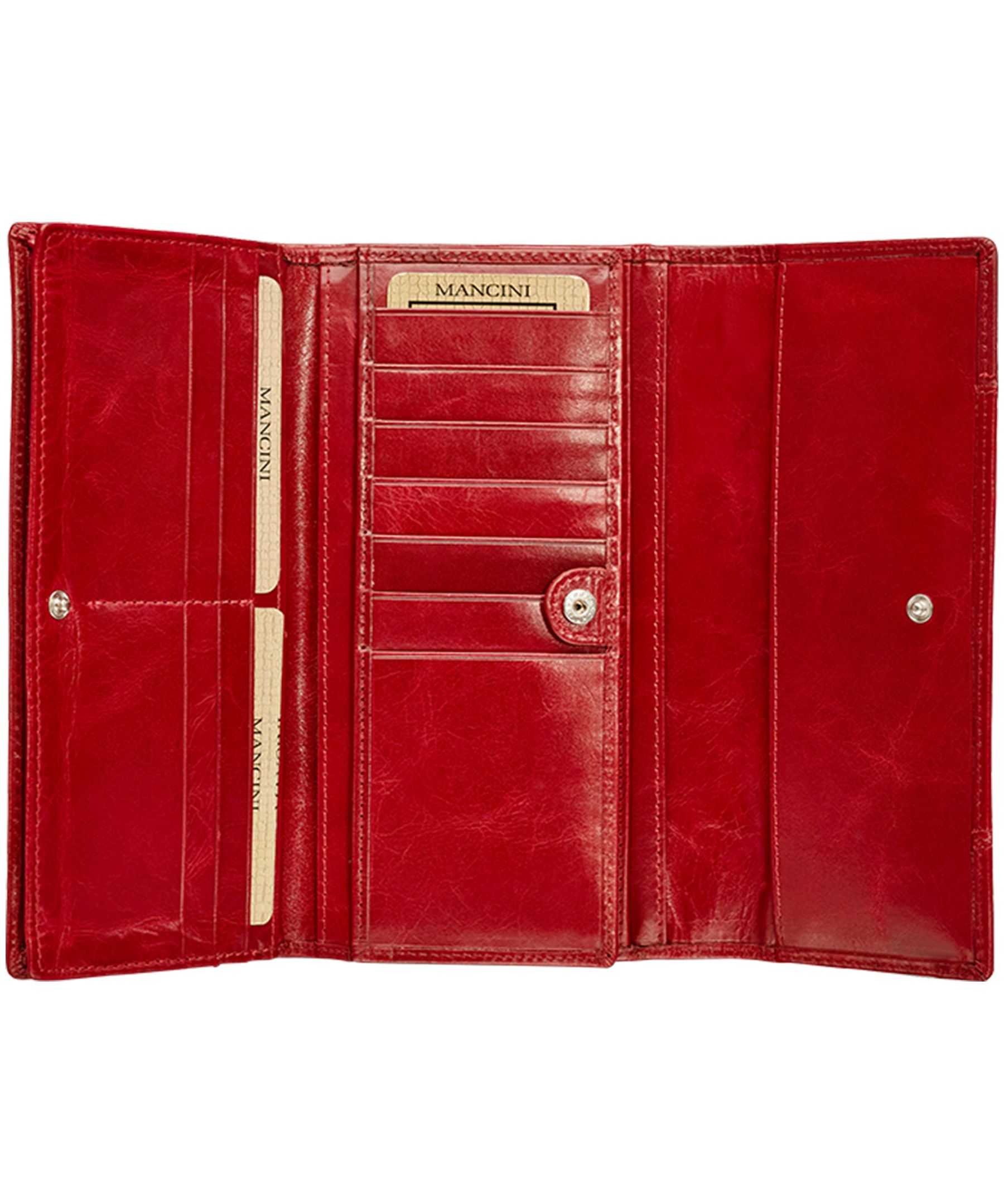 Casablanca Portefeuille Rfid A Trois Volets Pour Dames Rouge, Mancini Leather Goods