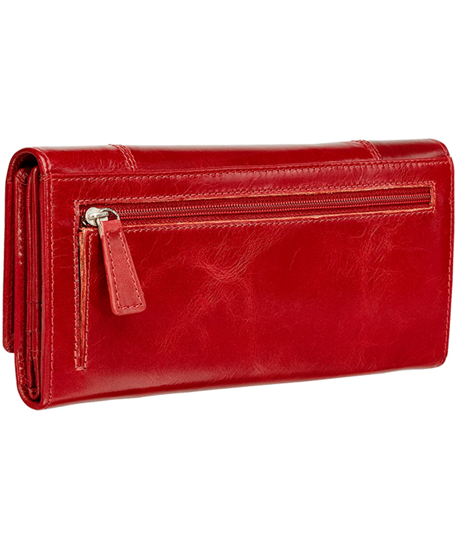 Casablanca Portefeuille Rfid A Trois Volets Pour Dames Rouge, Mancini Leather Goods