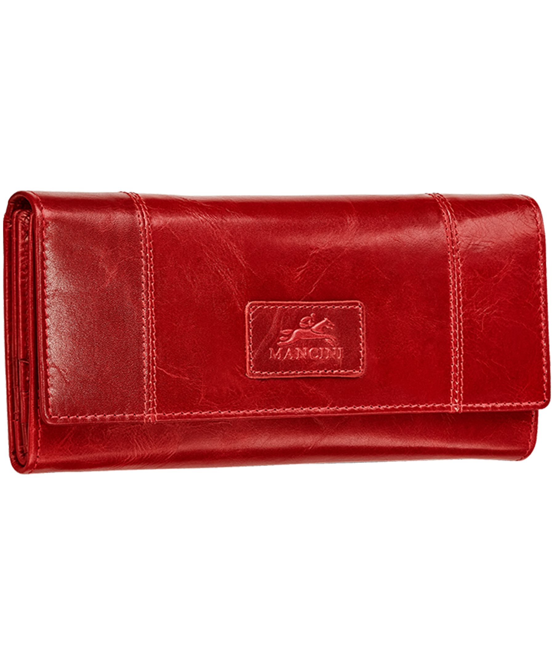Casablanca Portefeuille Rfid A Trois Volets Pour Dames Rouge, Mancini Leather Goods