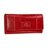 Mancini Leather Goods Women's Casablanca RFID Secure Trifold Wallet Red Front_Three_Fourths_Angled_Right