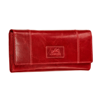 Casablanca Portefeuille Rfid A Trois Volets Pour Dames Rouge, Mancini Leather Goods Front_Three_Fourths_Angled_Right