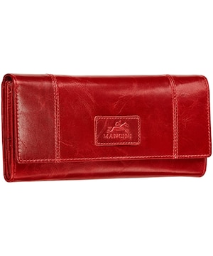Mancini Leather Goods Women's Casablanca RFID Secure Trifold Wallet Red