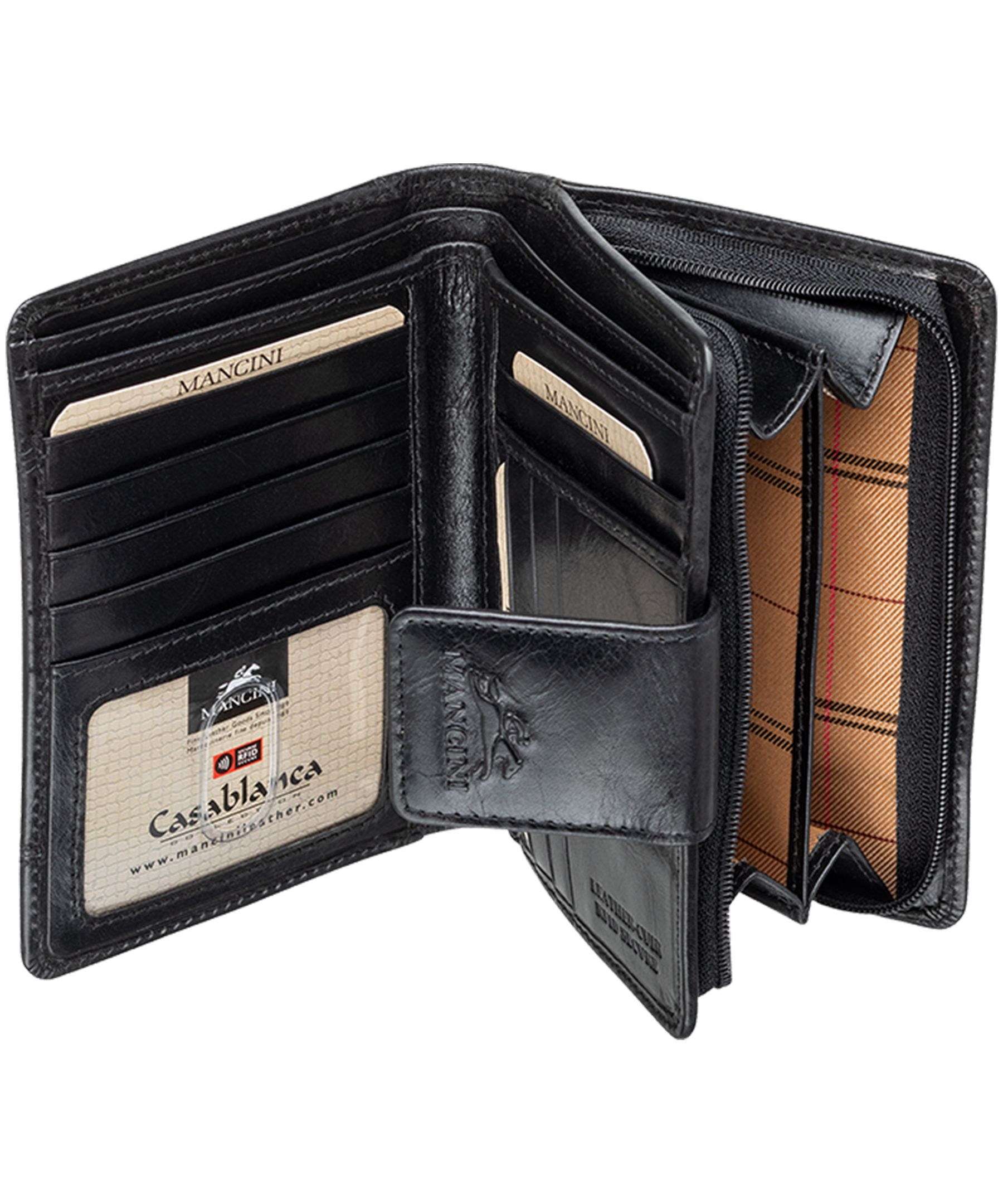 Mancini Leather Goods Women's Casablanca RFID Secure Medium Clutch Wallet