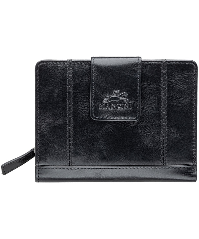 Casablanca Portefeuille Rfid Moyen Pour Dames Noir, Mancini Leather Goods Front_Flat