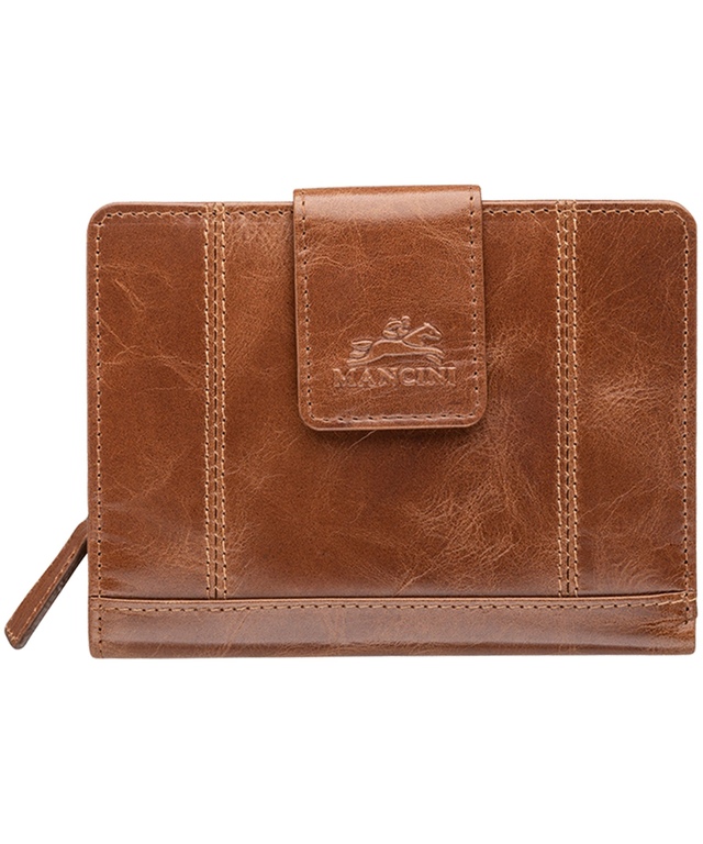 Mancini Leather Goods Women's Casablanca RFID Secure Medium Clutch Wallet Cognac Front_Flat