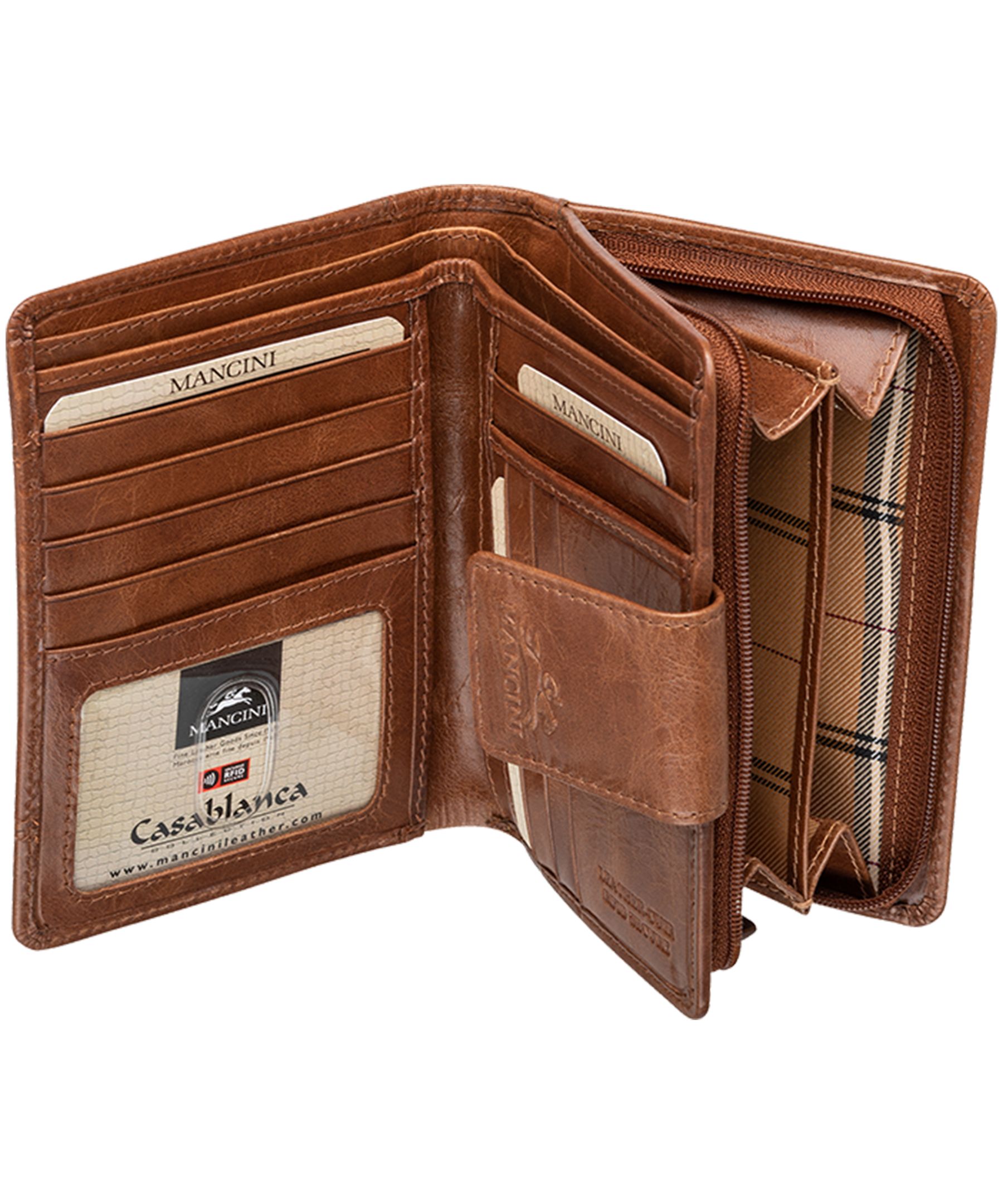 Mancini Leather Goods Women's Casablanca RFID Secure Medium Clutch Wallet