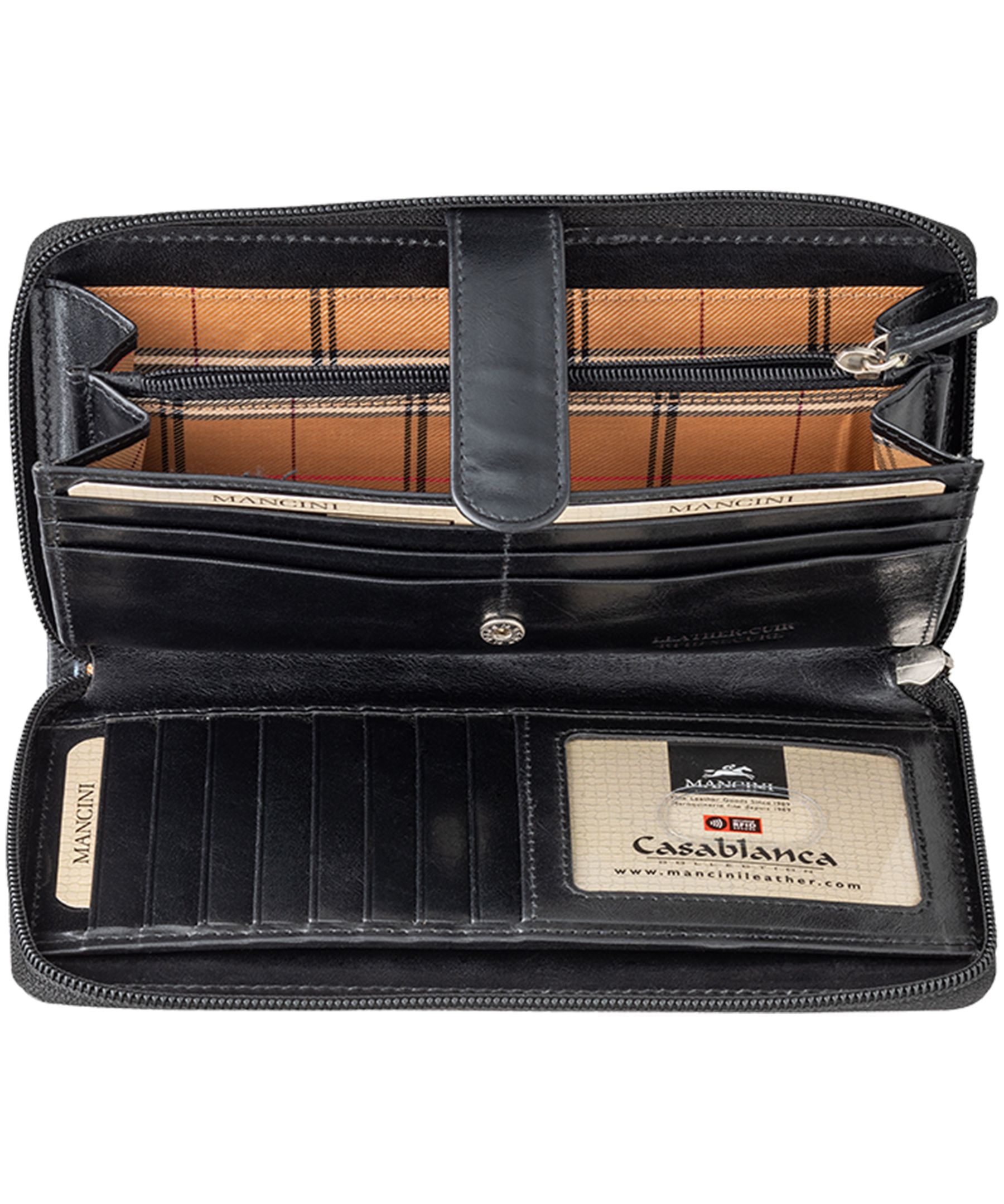 Casablanca Portefeuille Clutch Rfid Pour Dames Noir, Mancini Leather Goods
