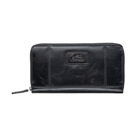 Mancini Leather Goods Women's Casablanca RFID Secure Clutch Wallet Black Front_Flat