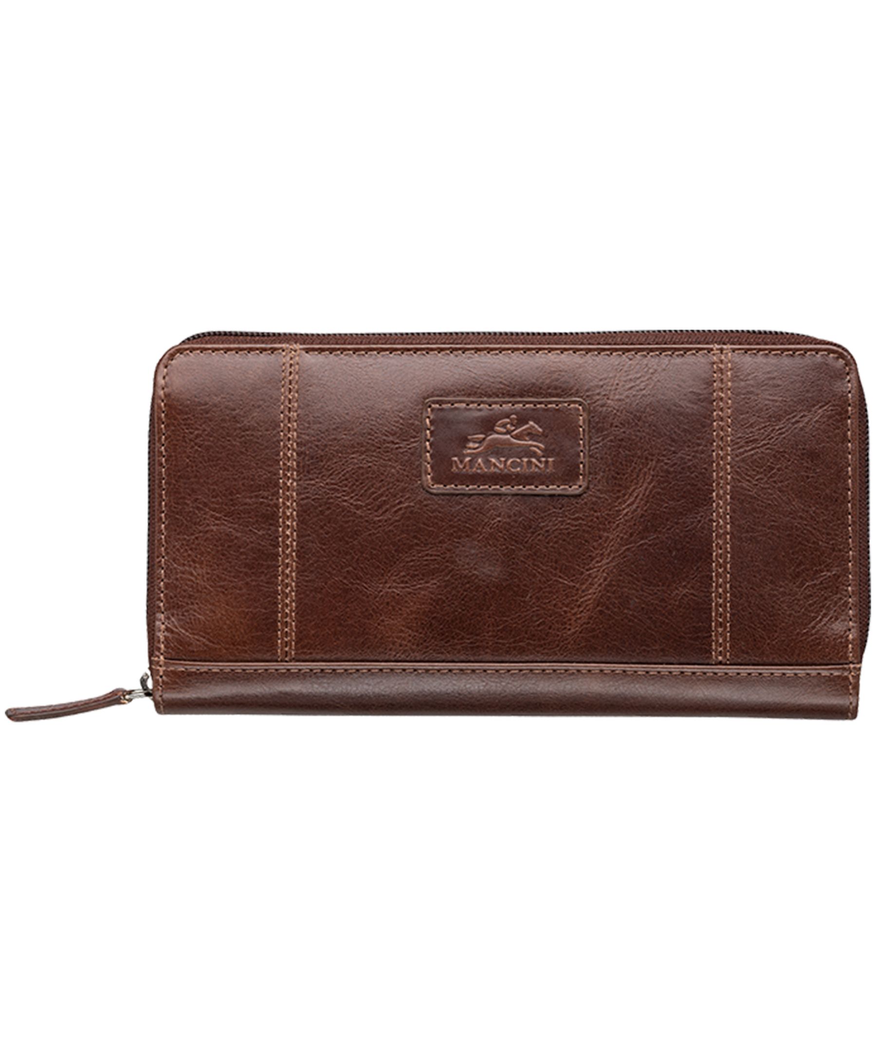 Casablanca Portefeuille Clutch Rfid Pour Dames Brun, Mancini Leather Goods