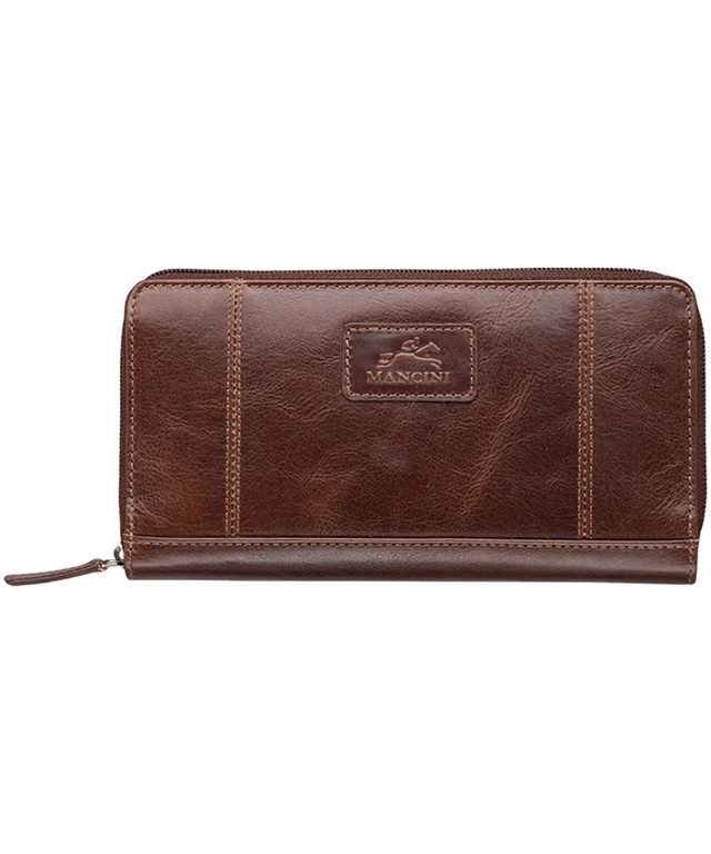 Mancini Leather Goods Women's Casablanca RFID Secure Clutch Wallet Brown Front_Flat