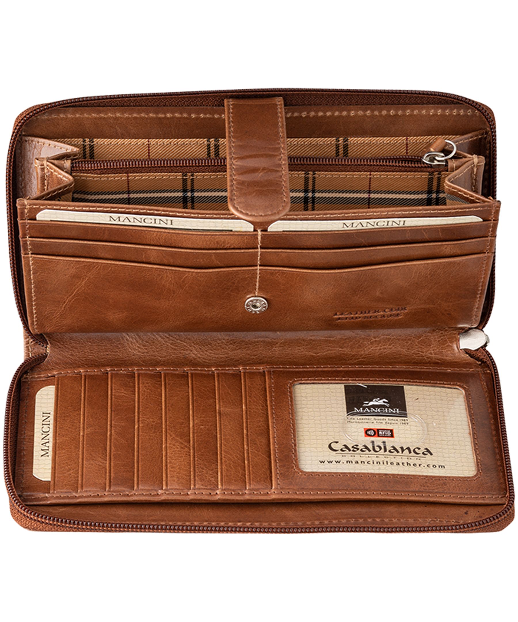 Mancini Leather Goods Women's Casablanca RFID Secure Clutch Wallet