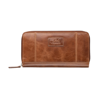 Mancini Leather Goods Women's Casablanca RFID Secure Clutch Wallet Cognac Front_Flat