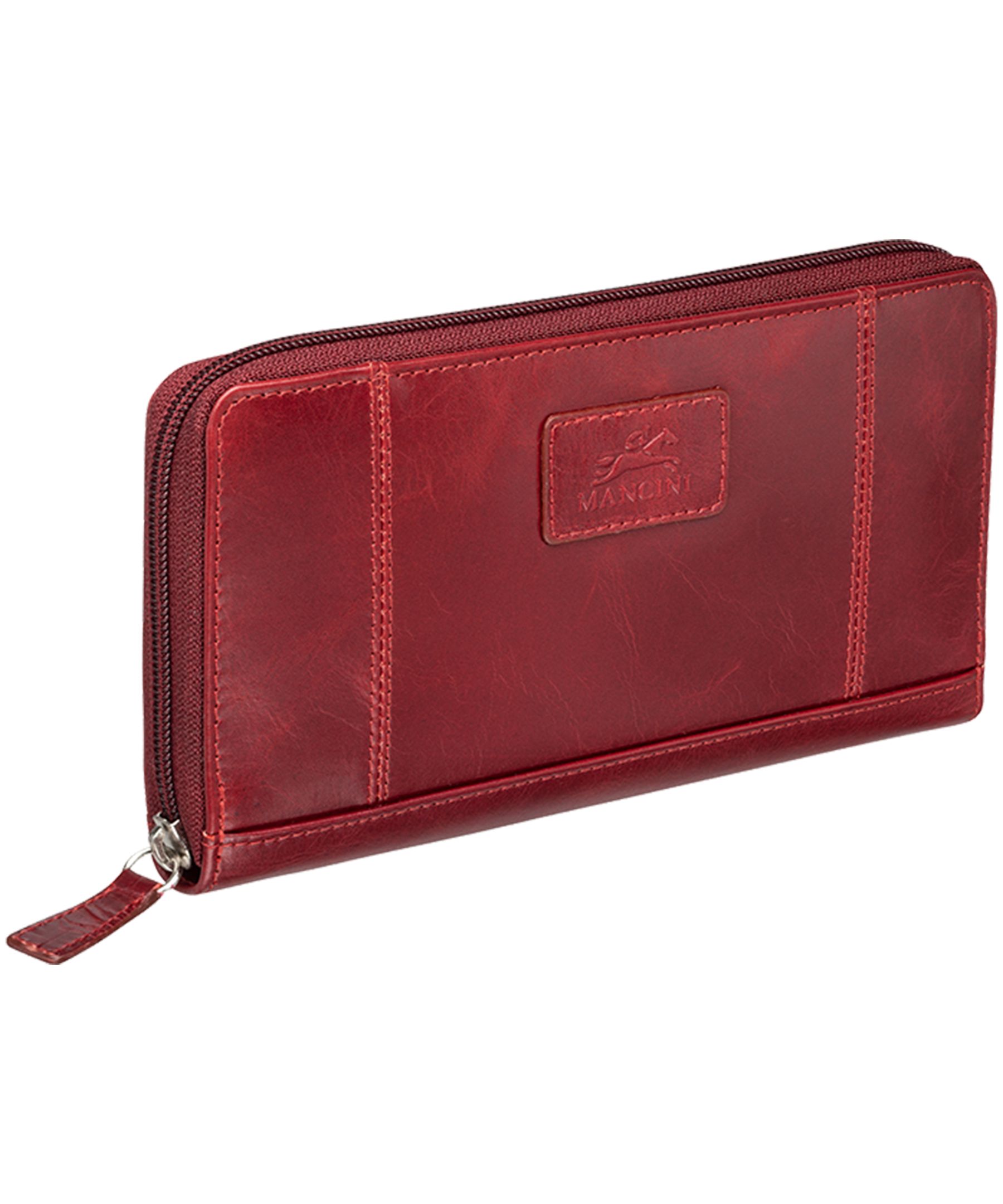 Casablanca Portefeuille Clutch Rfid Pour Dames Rouge, Mancini Leather Goods