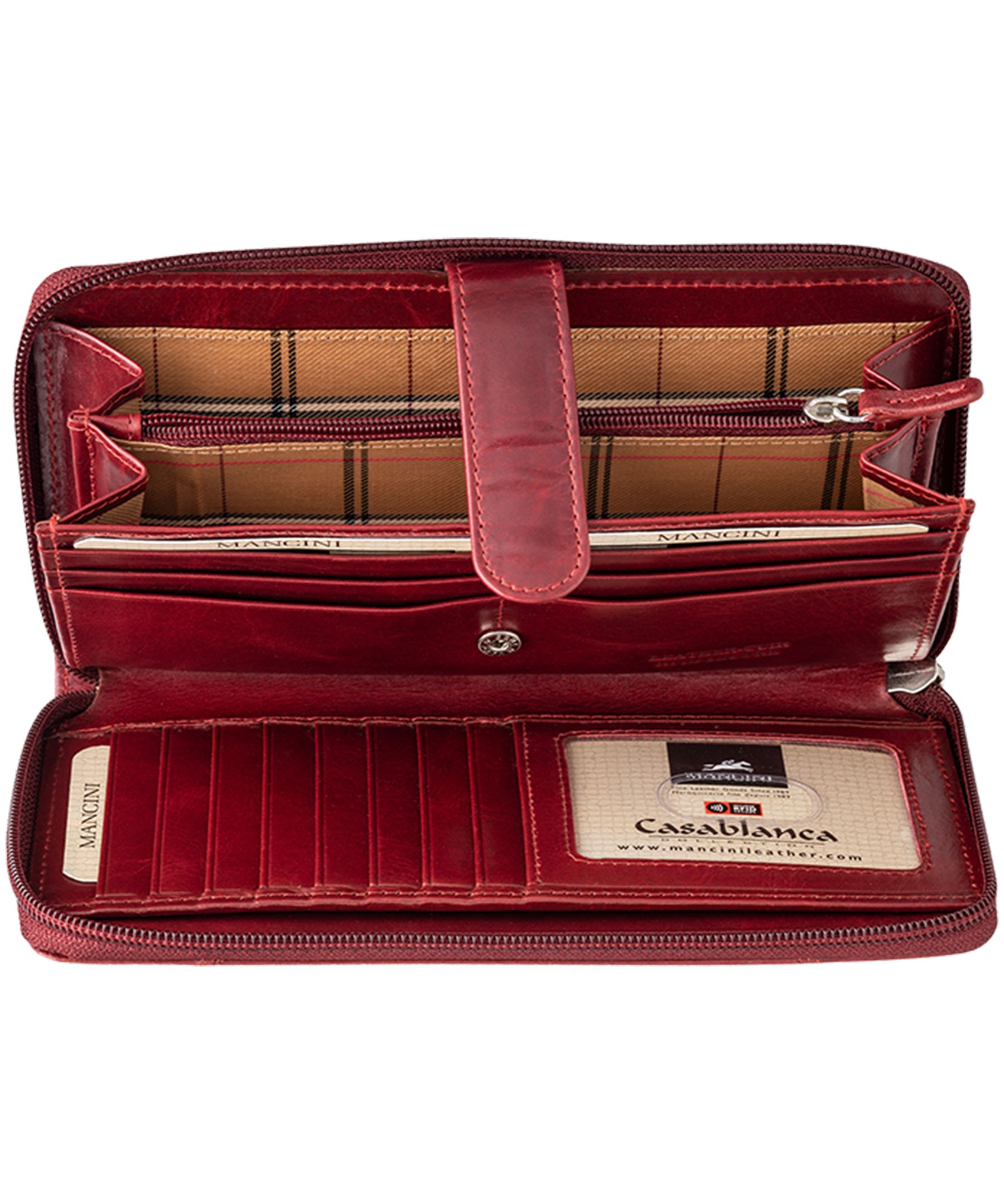 Casablanca Portefeuille Clutch Rfid Pour Dames Rouge, Mancini Leather Goods