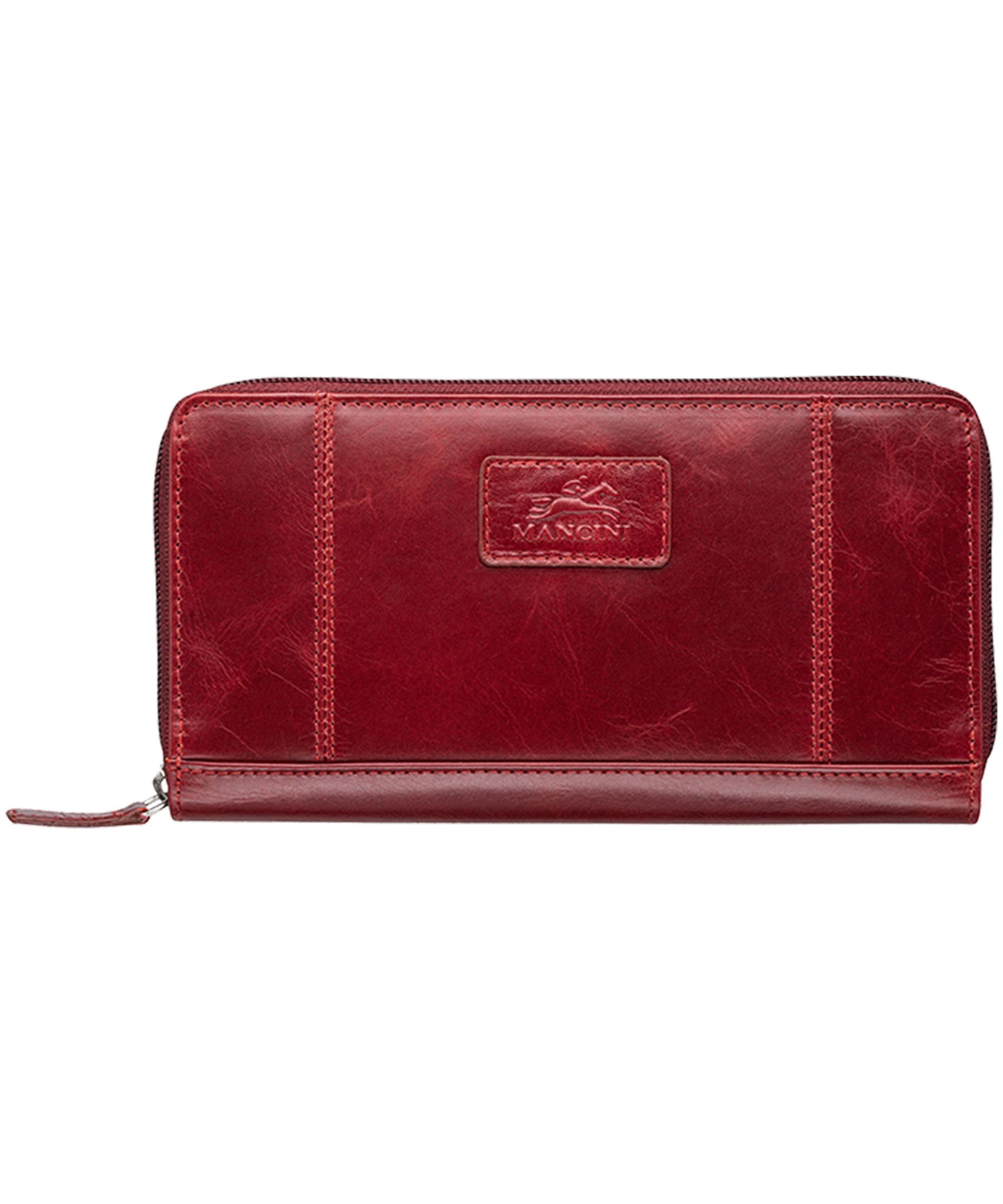 Casablanca Portefeuille Clutch Rfid Pour Dames Rouge, Mancini Leather Goods
