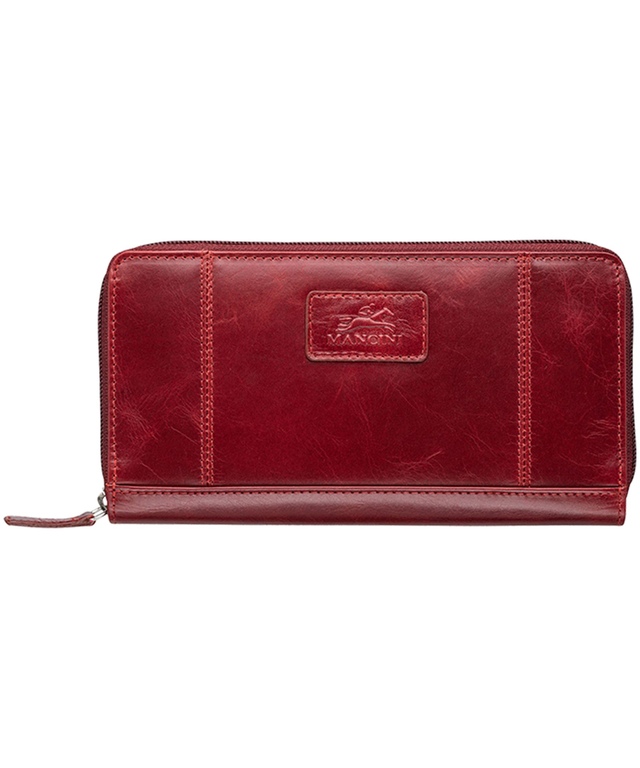 Mancini Leather Goods Women's Casablanca RFID Secure Clutch Wallet Red Front_Flat