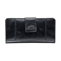 Mancini Leather Goods Women's Casablanca RFID Secure Clutch Wallet Black Front_Flat
