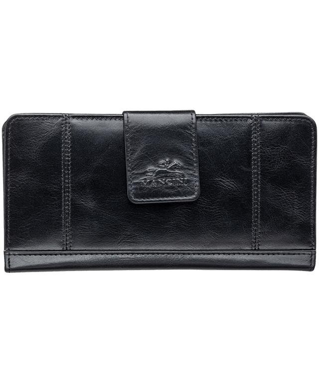 Casablanca Portefeuille Rfid Pour Dames Noir, Mancini Leather Goods Front_Flat