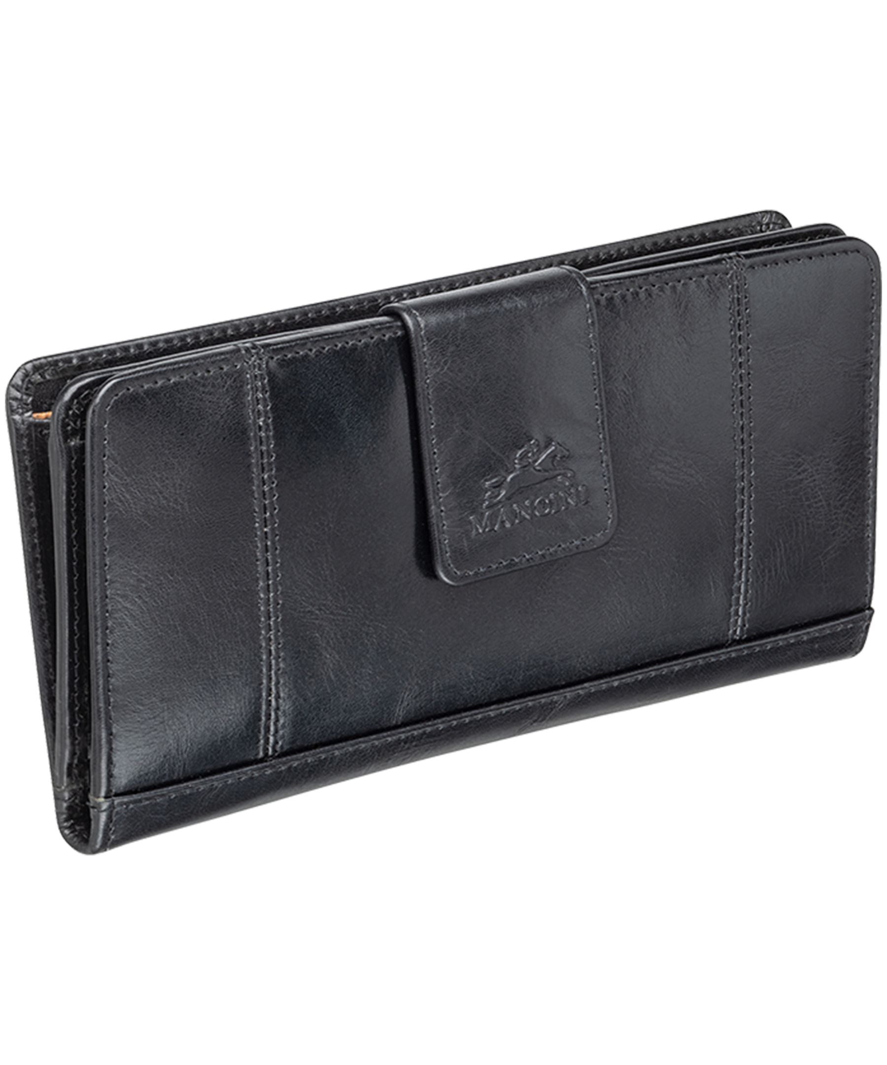 Mancini Leather Goods Women's Casablanca RFID Secure Clutch Wallet Black