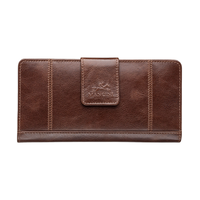 Mancini Leather Goods Women's Casablanca RFID Secure Clutch Wallet Brown Front_Flat