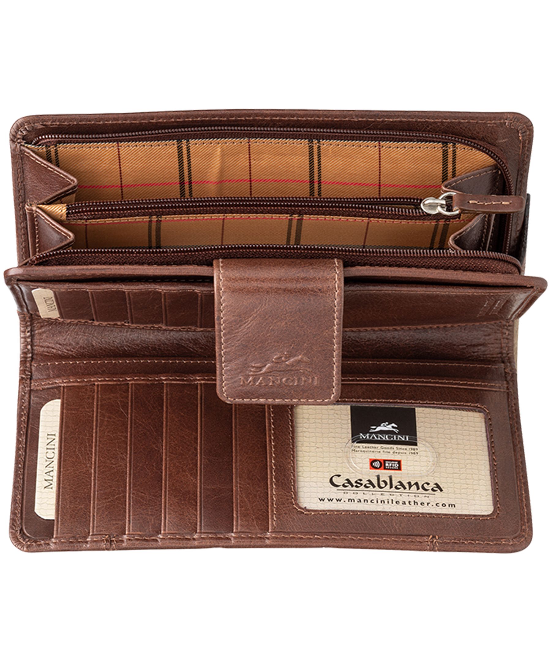 Casablanca Portefeuille Rfid Pour Dames Brun, Mancini Leather Goods