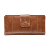 Mancini Leather Goods Women's Casablanca RFID Secure Clutch Wallet Cognac Front_Flat