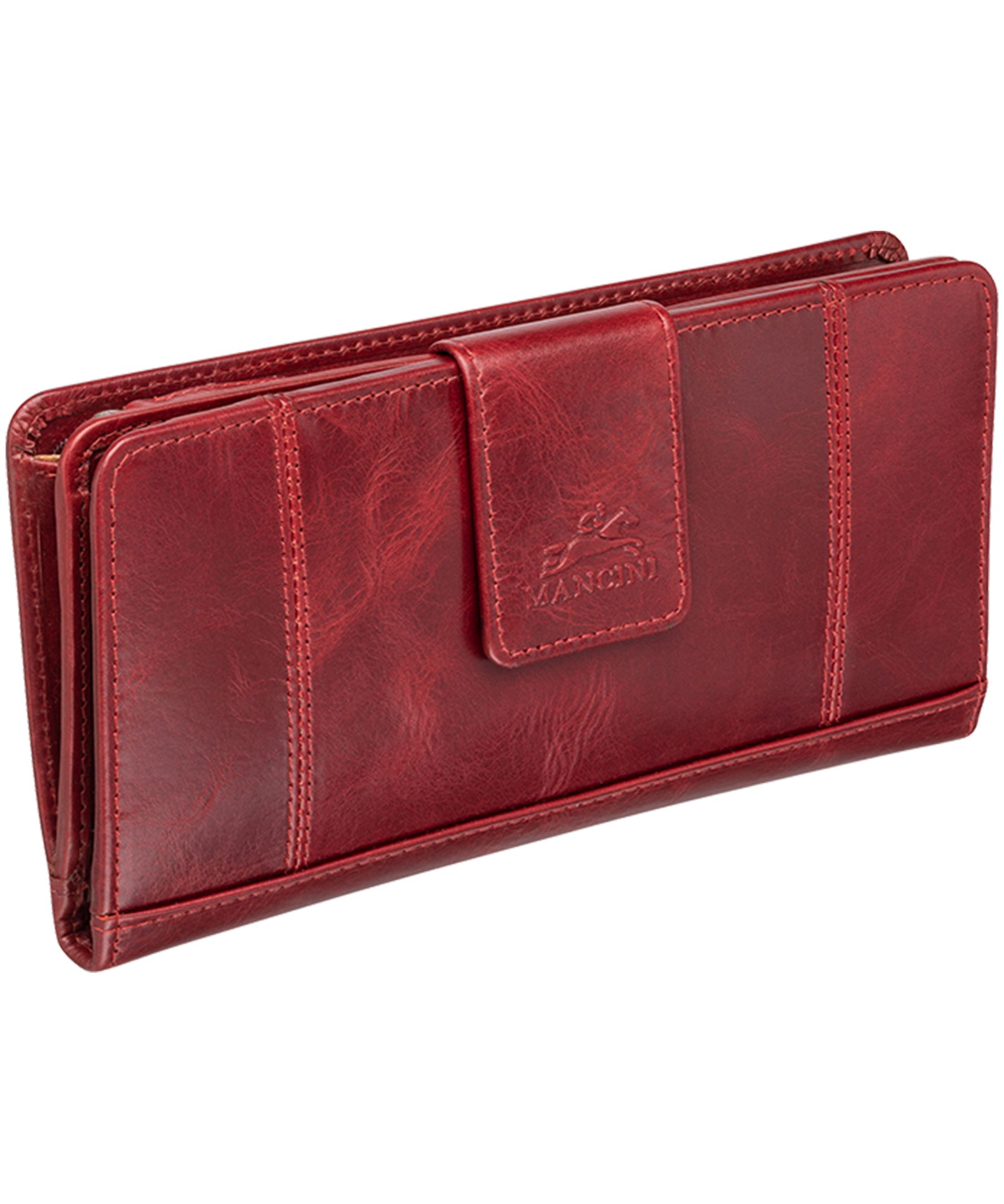 Mancini Leather Goods Women's Casablanca RFID Secure Clutch Wallet Red
