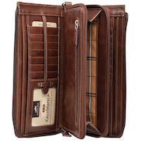 Mancini Leather Goods Women's Casablanca RFID Secure Trifold Wallet Brown Composite_or_Mixed