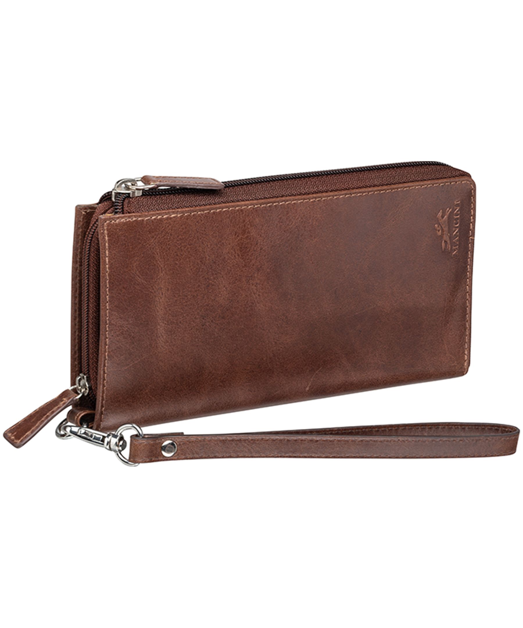 Casablanca Portefeuille Rfid Clutch Pour Dames Brun, Mancini Leather Goods
