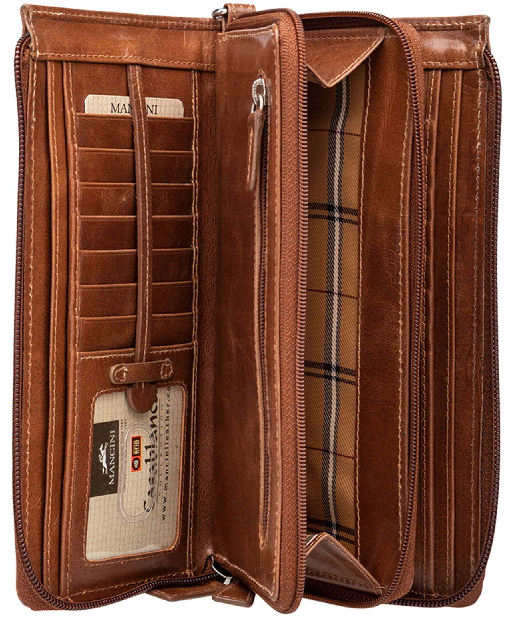 Mancini Leather Goods Women's Casablanca RFID Secure Trifold Wallet