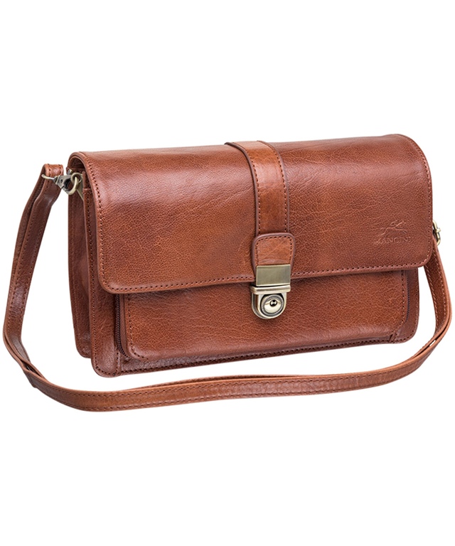 Sac classique unisexe avec courroies amovibles, Mancini Leather Goods, Arizona, cognac