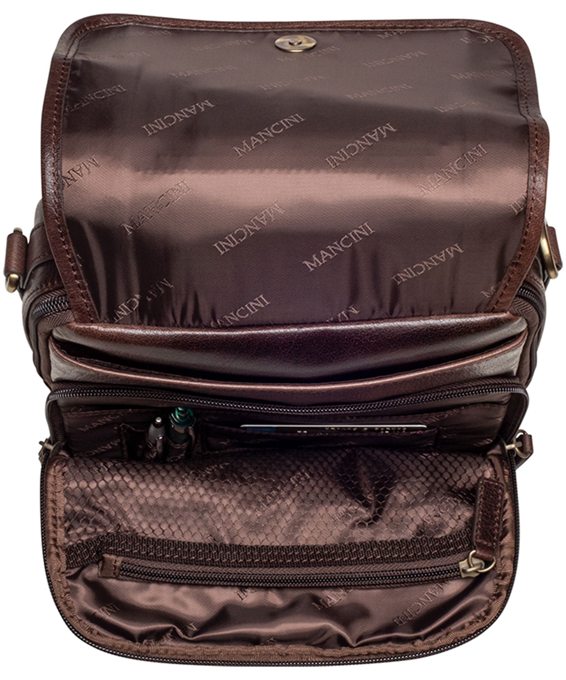 Sac classique unisexe avec courroies amovibles, Mancini Leather Goods, Arizona, brun