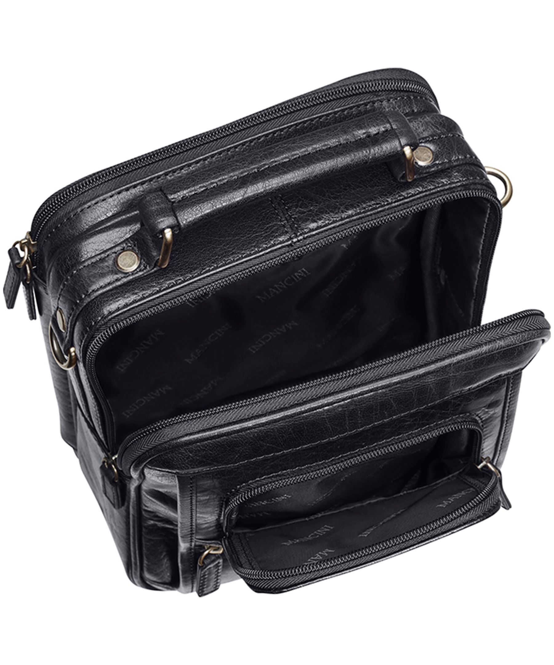 Mancini Leather Goods Women's Arizona Crossbody Travel Bag Black