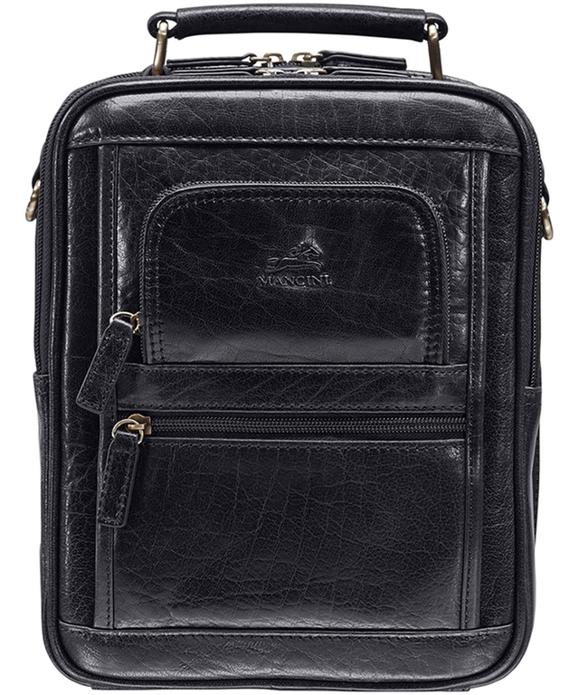 Mancini Leather Goods Women's Arizona Crossbody Travel Bag Black Front_Flat