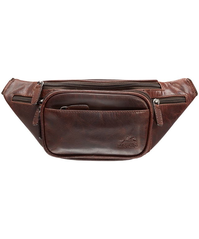Mancini Leather Goods Women's Buffalo Classic Waist Bag Brown Front_Flat