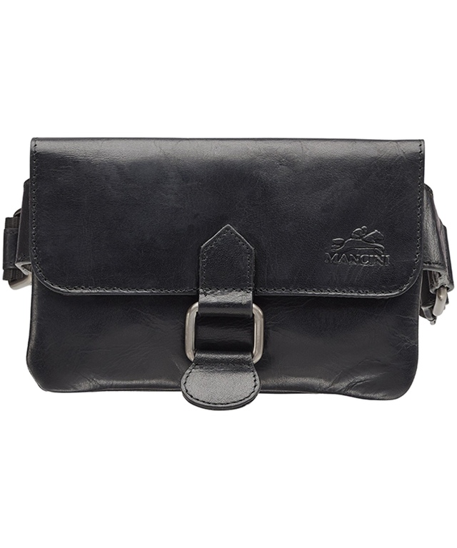 Mancini Leather Goods Women's Buffalo Slim Waist Bag Black Front_Flat