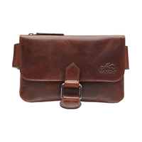 Mancini Leather Goods Women's Buffalo Slim Waist Bag Brown Front_Flat