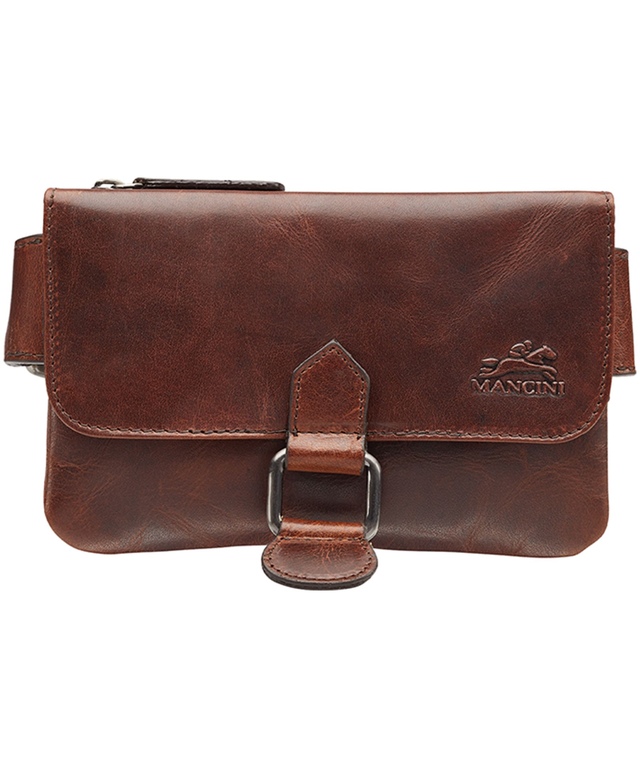 Buffalo Sac A Taille Mince, Mancini Leather Goods, Brun Front_Flat