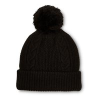 Tuque à revers à maille torsadée avec doublure en peluche pour femmes, Denver Hayes Front_Flat