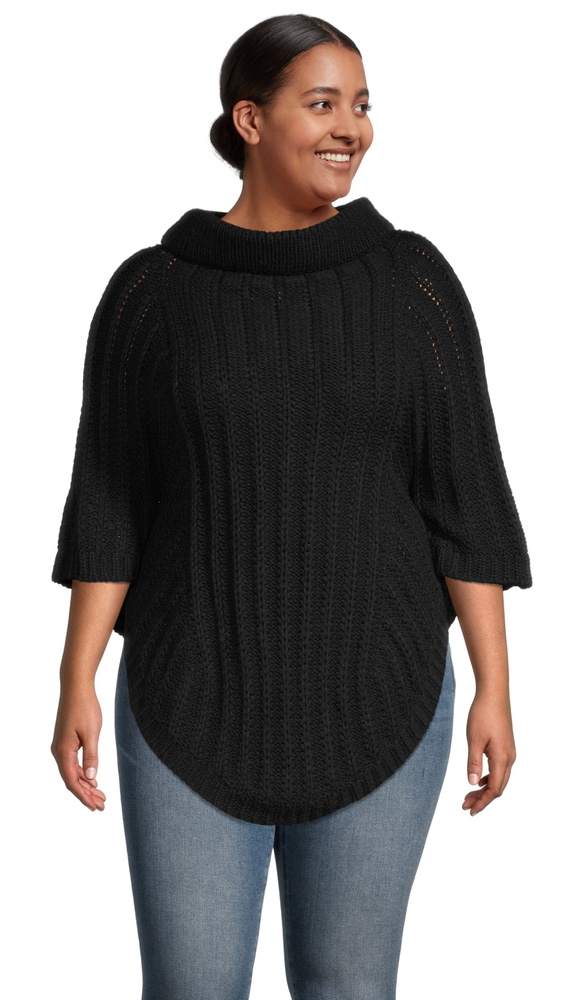 Plus size black clearance poncho sweater