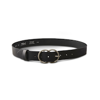 Silver Women's Double O-Ring Leather Belt Front_Elevated