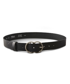 Ceinture en cuir à double anneau pour femmes, Silver