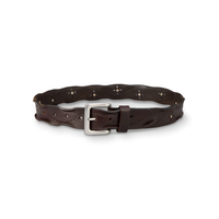 Ceinture perforée aux bords usés pour femmes, Silver Front_Elevated