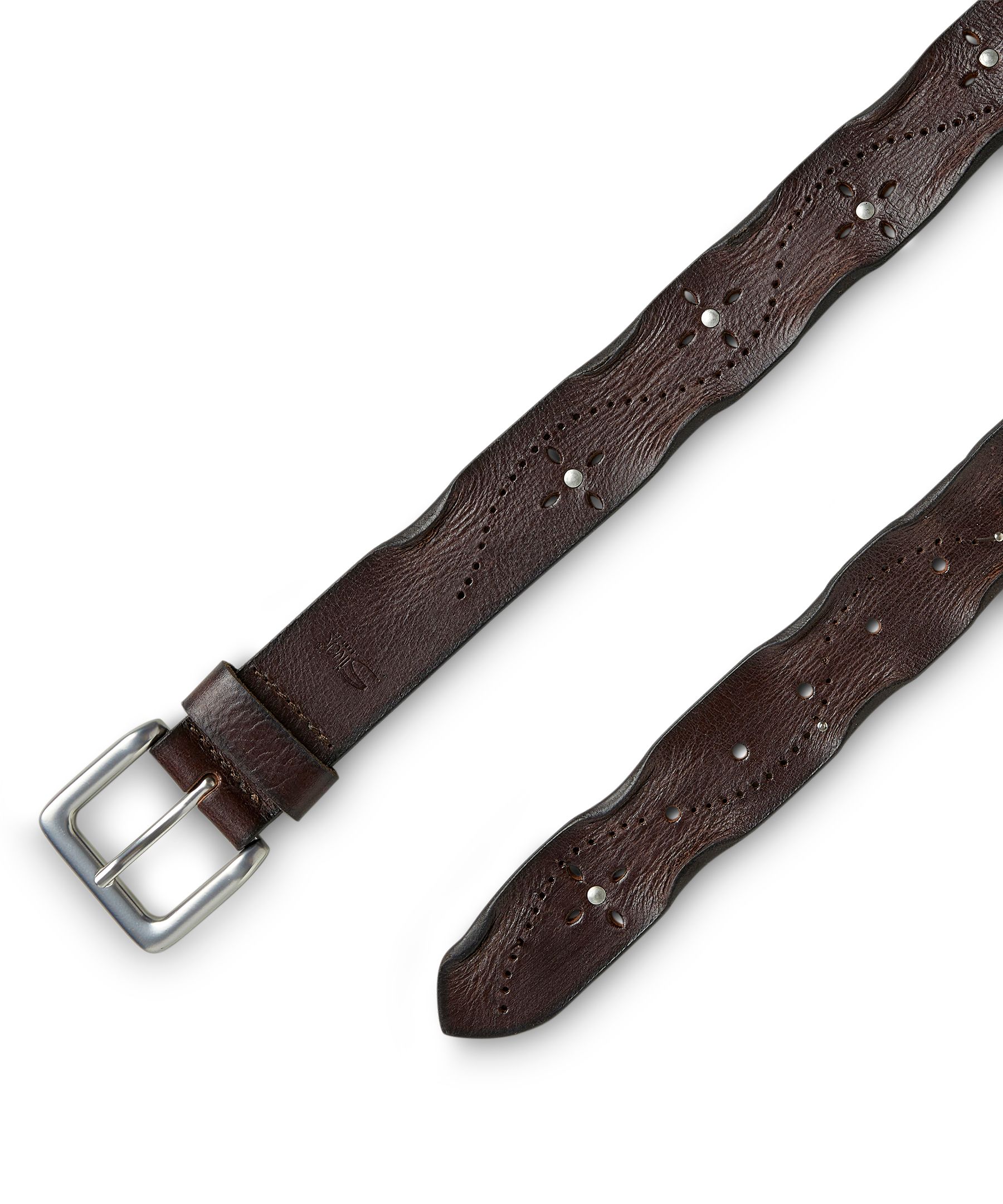 Ceinture perforée aux bords usés pour femmes, Silver