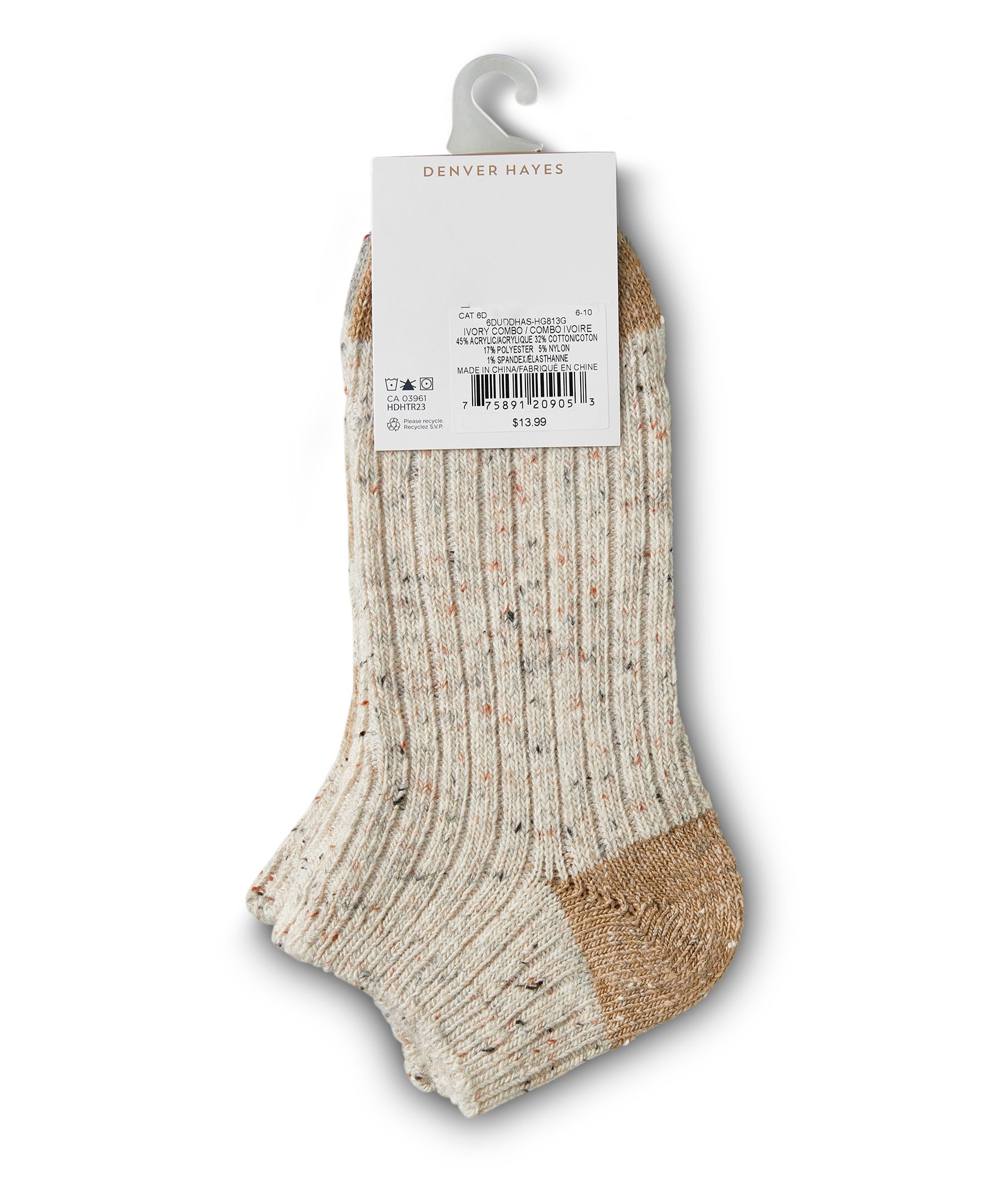 Chaussettes basses de style chandail pour femmes, Denver Hayes, paquet de 2&nbsp;paires