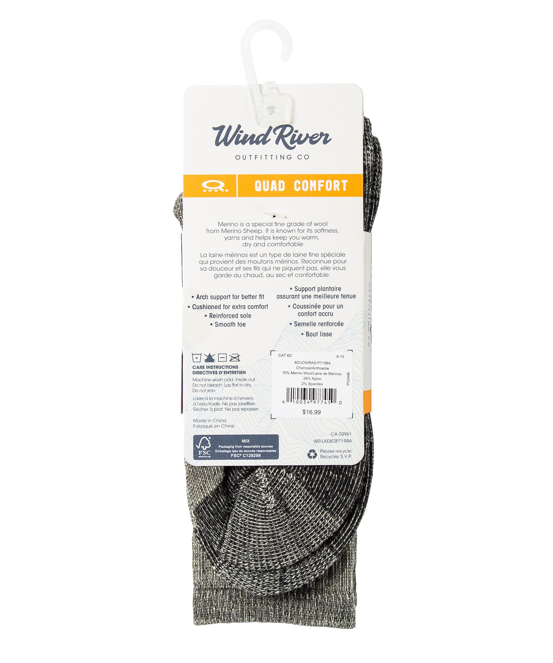 Mi-chaussettes confortables en laine mérinos pour femmes, WindRiver