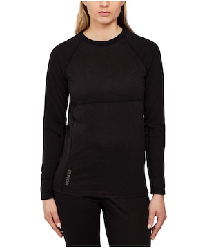 Haut couche de base en mélange de laine mérinos avec encolure ras du cou pour femmes, B2, Kombi